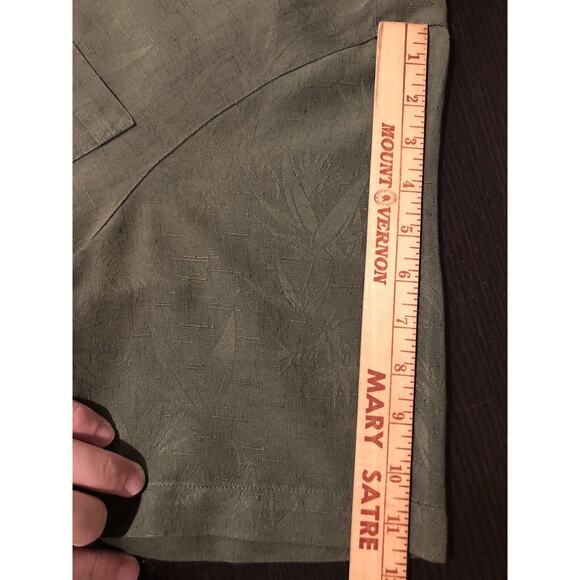 Caribbean Joe Green Rayon/Polyester Loop Button Palm Hawaiian Shirt Large - Picture 7 of 8